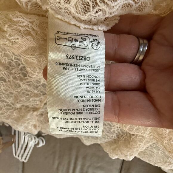 NWT Free People Womens Tie Front Embroidered Tiered Selena Maxi Top Ivory Small - Picture 15 of 16